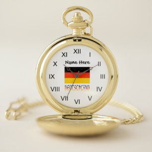 Deutschland and German Flag Personalized Pocket Watch