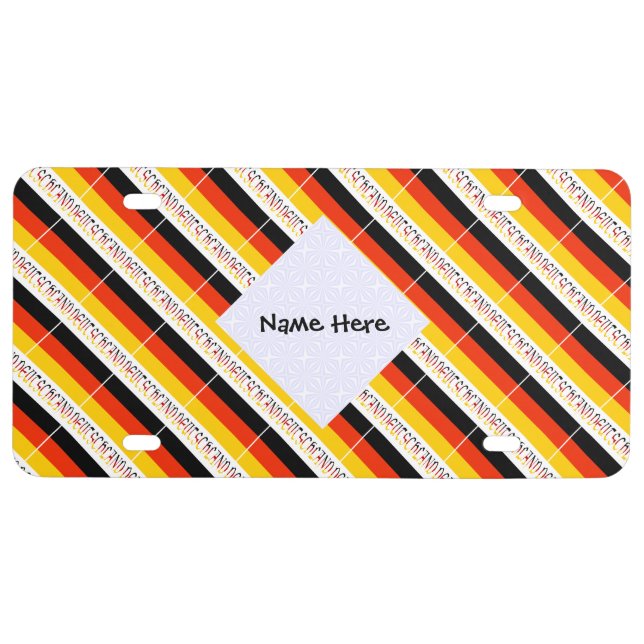 Deutschland and German Flag Tiled Personalized  License Plate (Front)