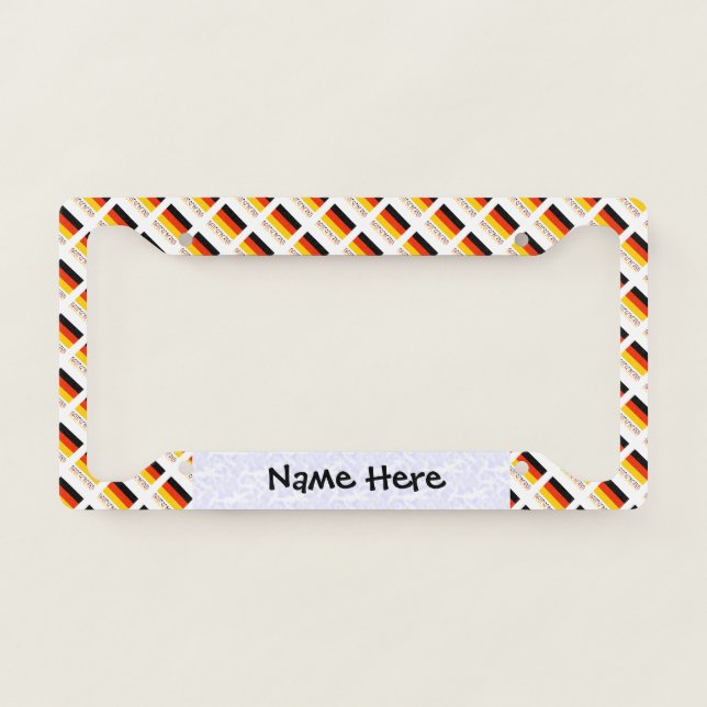 Deutschland and German Flag Tiled Personalized  License Plate Frame (Front)