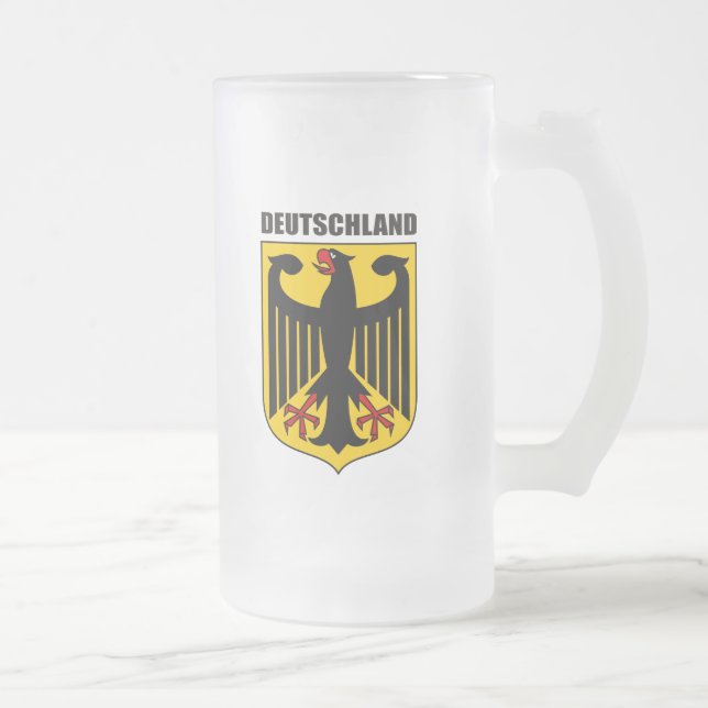 Deutschland Coat of Arms Frosted Glass Beer Mug (Right)
