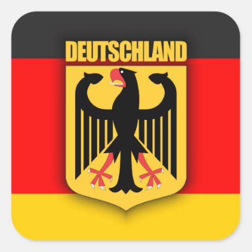 Deutschland Flag and Coat of Arms Square Sticker
