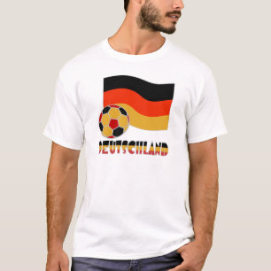 Deutschland Flag and Soccer Ball Gray Border T-Shirt