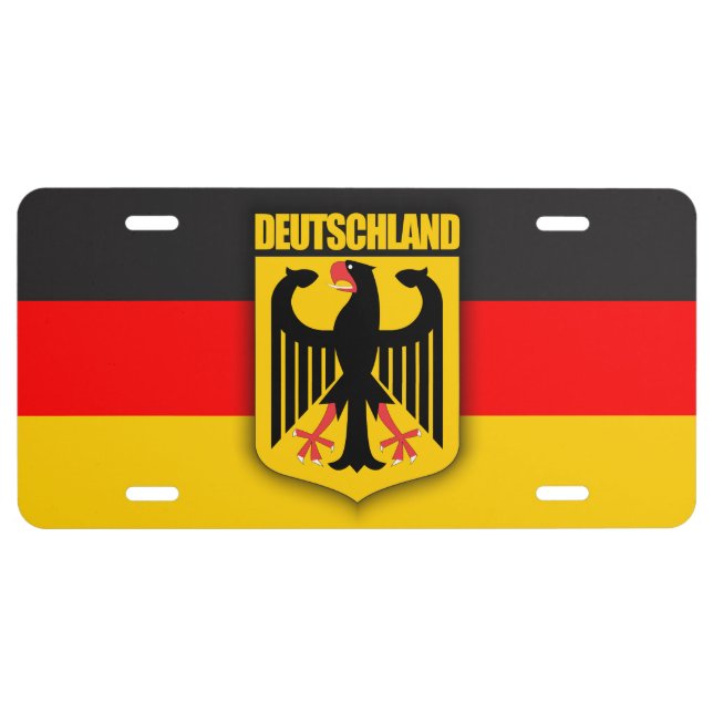 Deutschland Flag & Coat of Arms License Plate (Front)