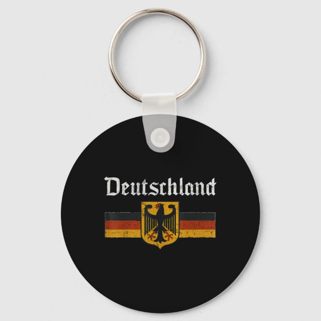 Deutschland Flag Eagle Vintage German Heritage Pri Keychain (Front)