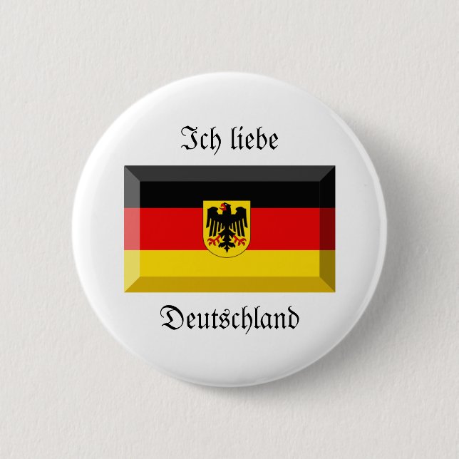 Deutschland Flag Gem Pinback Button (Front)