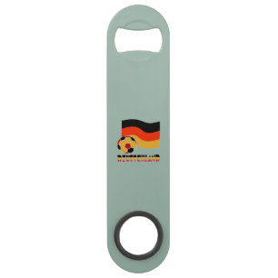 Deutschland Flag with Soccer Ball Gray Border Speed Bottle Opener