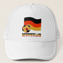 Deutschland Flag with Soccer Ball Gray Border