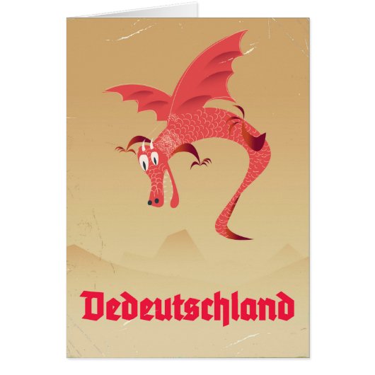 Deutschland flying dragon vintage poster cards (Front)