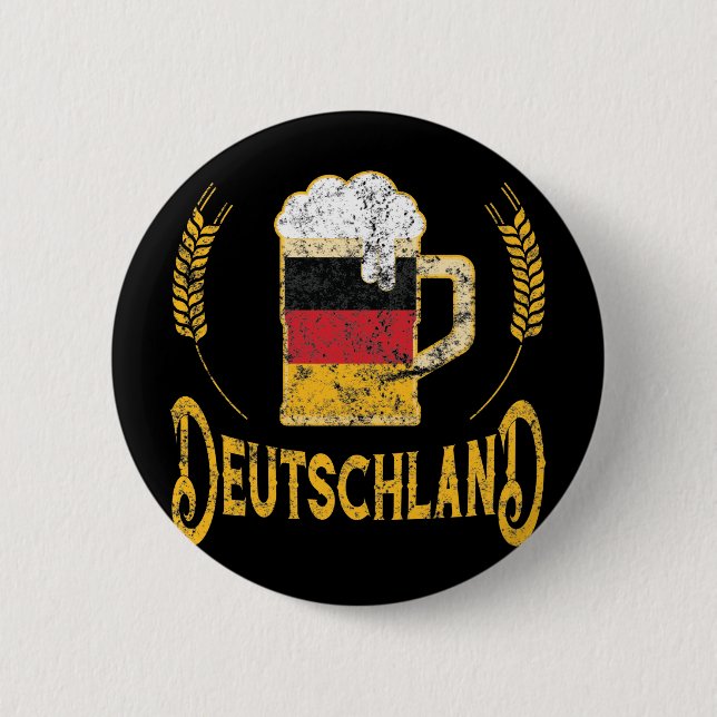 Deutschland German Flag Beer Lover Oktoberfest Button (Front)