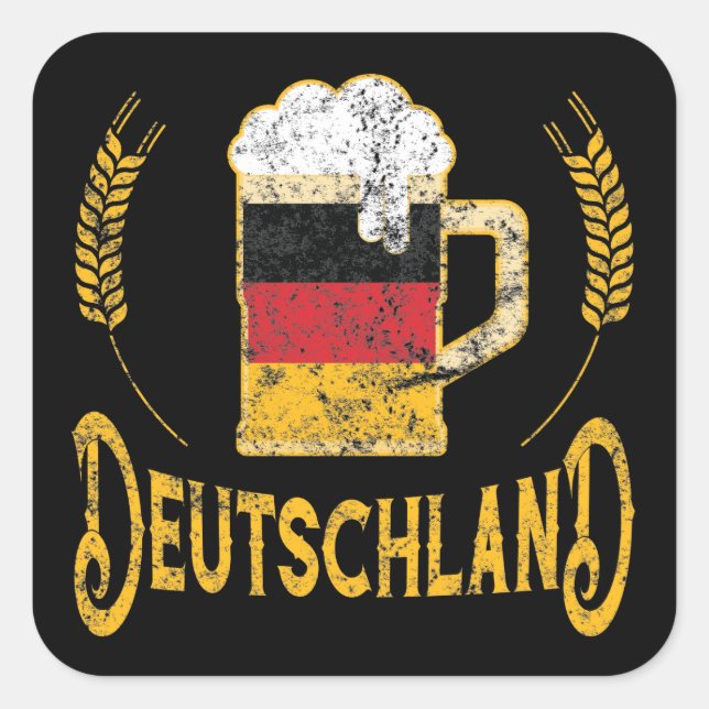 Deutschland German Flag Beer Lover Oktoberfest Square Sticker (Front)