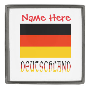 Deutschland German Flag Red Personalized Gunmetal Finish Lapel Pin