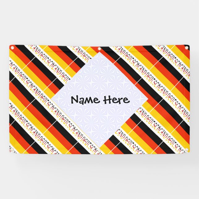 Deutschland German Flag Tiled Personalized Name  Banner (Horizontal)