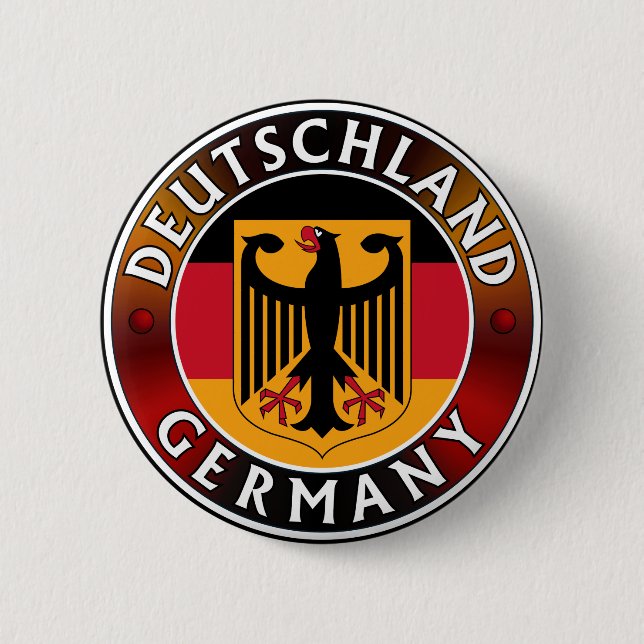 Deutschland Germany Plaque, German Flag and Eagle  Button (Front)