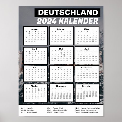 Deutschland Kalender Herunterladen 2024 Pdf German Poster