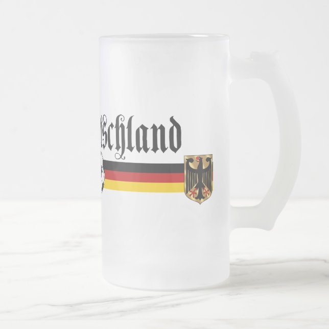 Deutschland large fussball logo frosted glass beer mug (Right)
