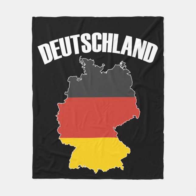 Deutschland Map - German Flag - Germany Travel Fleece Blanket (Front)