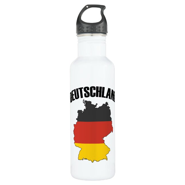 Deutschland Map - German Flag - Germany Travel Stainless Steel Water Bottle (Front)