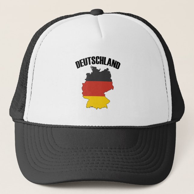 Deutschland Map - German Flag - Germany Travel Trucker Hat (Front)