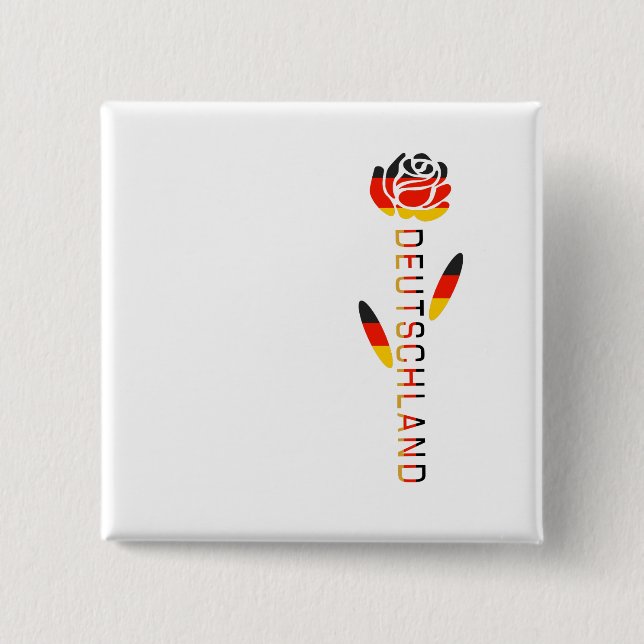 Deutschland Rose German Flag  Pinback Button (Front)