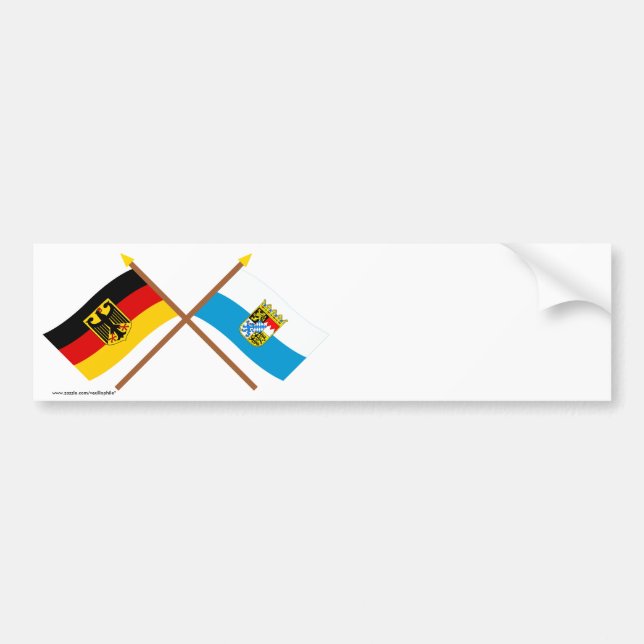 Deutschland und Bayern Flaggen, gekreuzt Bumper Sticker (Front)