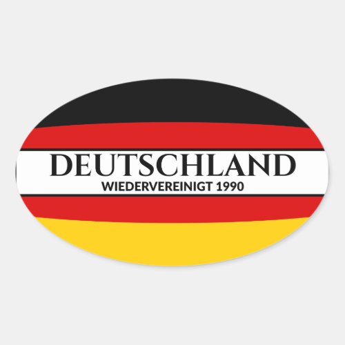 Deutschland Wiedervereinigt 1990 German Flag Oval Sticker