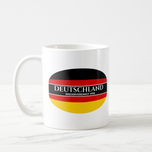Deutschland Wiedervereinigt 1990 German White Text Coffee Mug