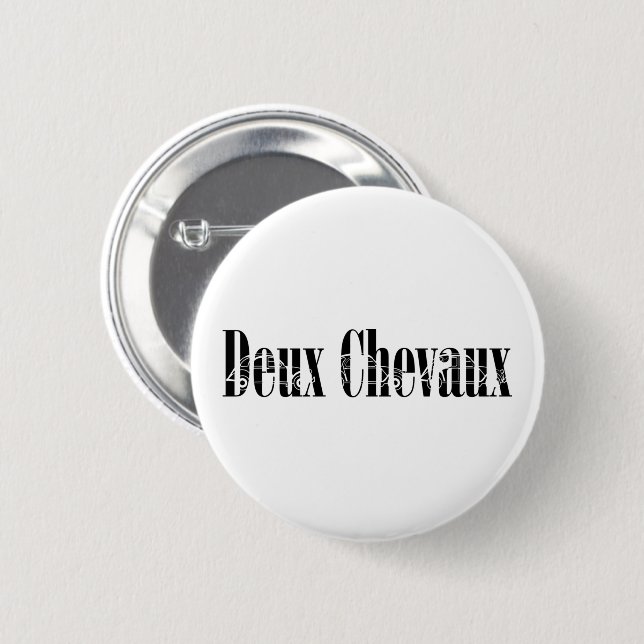 Deux Chevaux 2CV Minimalistic Silhoutte Typography Button (Front & Back)