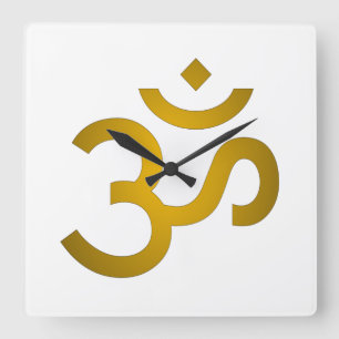 Devanagari om square wall clock