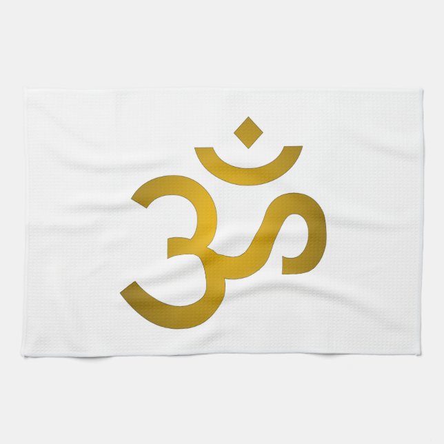 Devanagari om - White Kitchen Towel (Horizontal)