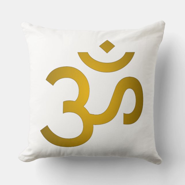 Devanagari om - White Throw Pillow (Front)