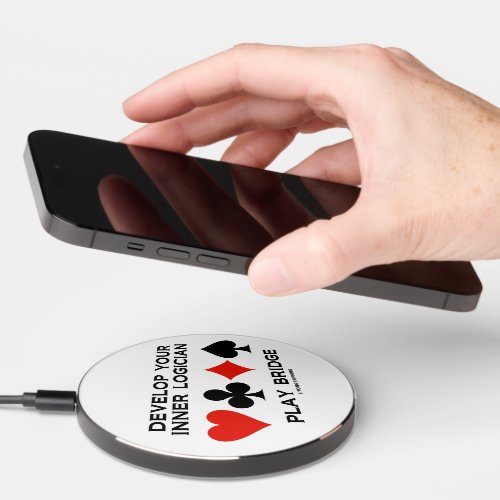Develop Your Inner Logician Play Bridge Card Suits Wireless Charger