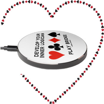 Develop Your Inner Logician Play Bridge Card Suits Wireless Charger by wordsunwords at Zazzle