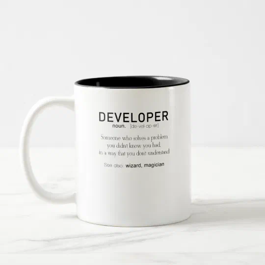 Developer Definition Coder Definition Funny Two-Tone Coffee Mug