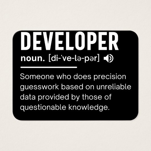 Developer Dictionary Definition Funny developers (Front)
