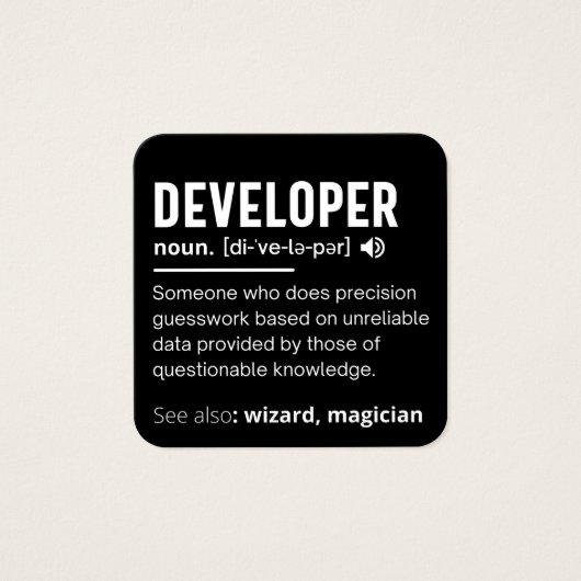 Developer Dictionary Definition Funny developers (Front)