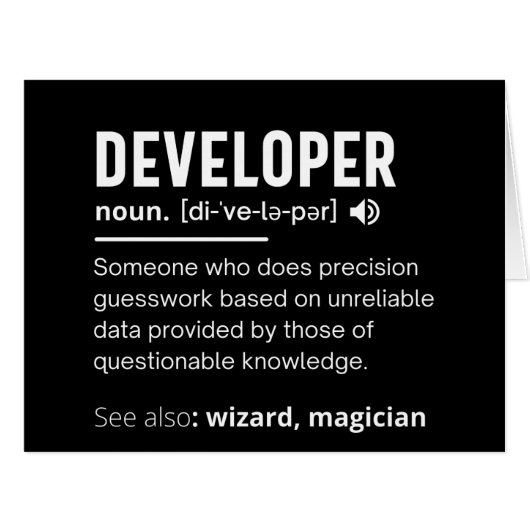 Developer Dictionary Definition Funny developers Cards (Front Horizontal)