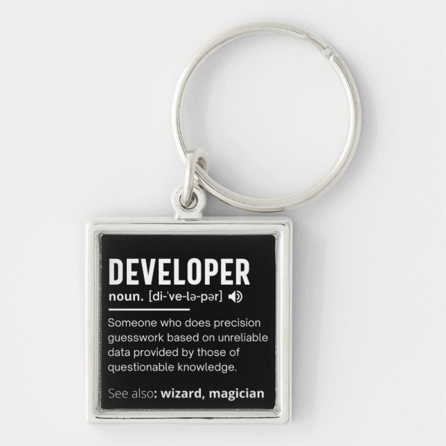 Developer Dictionary Definition Funny developers Keychain (Front)