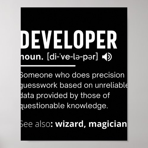 Developer Dictionary Definition Funny developers Poster