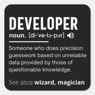 Developer Dictionary Definition Funny developers Square Sticker