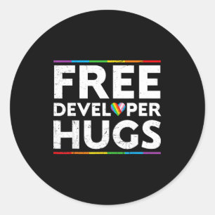 Developer Hugs Suprt Lgbt Proud Parades Rainbow Fl Classic Round Sticker