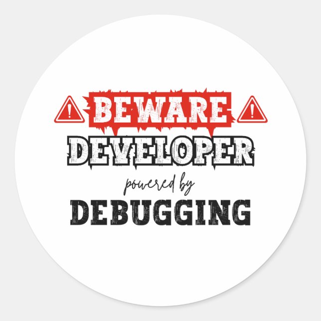 Developer Powered By Debugging | Programming Classic Round Sticker (Front)