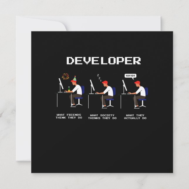 Developer Programmer Coder Computer Nerd Geek gift Invitation (Front)