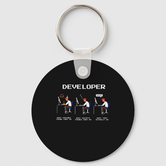 Developer Programmer Coder Computer Nerd Geek gift Keychain (Front)
