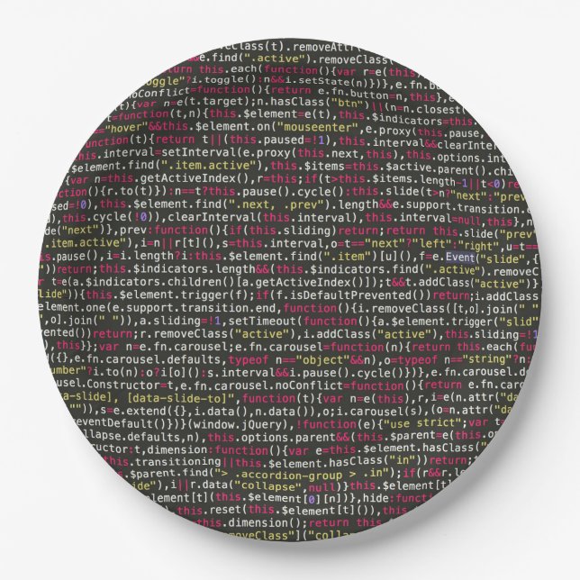 Developer's Terminal Pattern Paper Plates (Front)