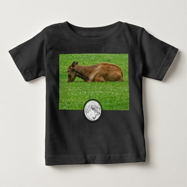 Developing Nature Gallery Logo & Sleeping Elk Calf Baby T-Shirt (Front)