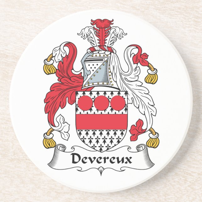 Devereux Family Crest Sandstone Coaster (Front)