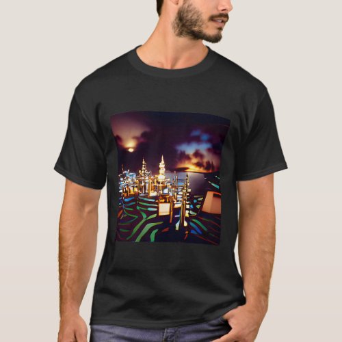 Deviant Art city of lights in 1990 style of an arc T_Shirt