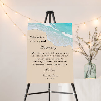 Device Free Turquoise Wave Unplugged Wedding Sign