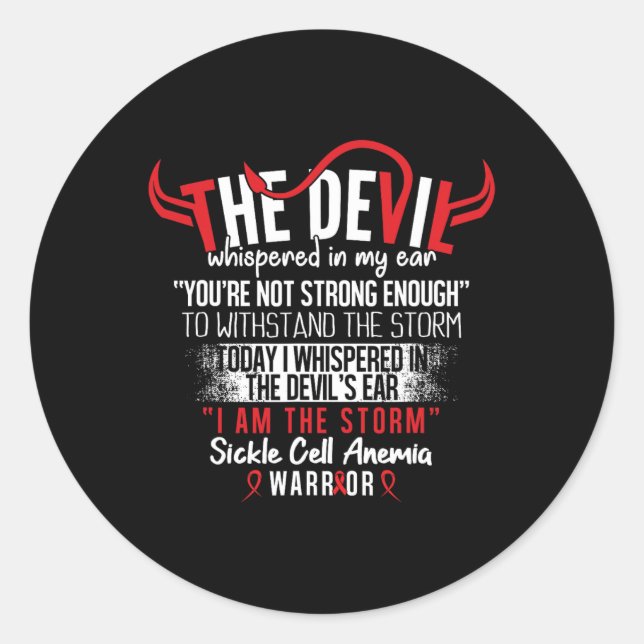 Devil3- Sickle Cell Anemia Awareness Supporter Rib Classic Round Sticker (Front)