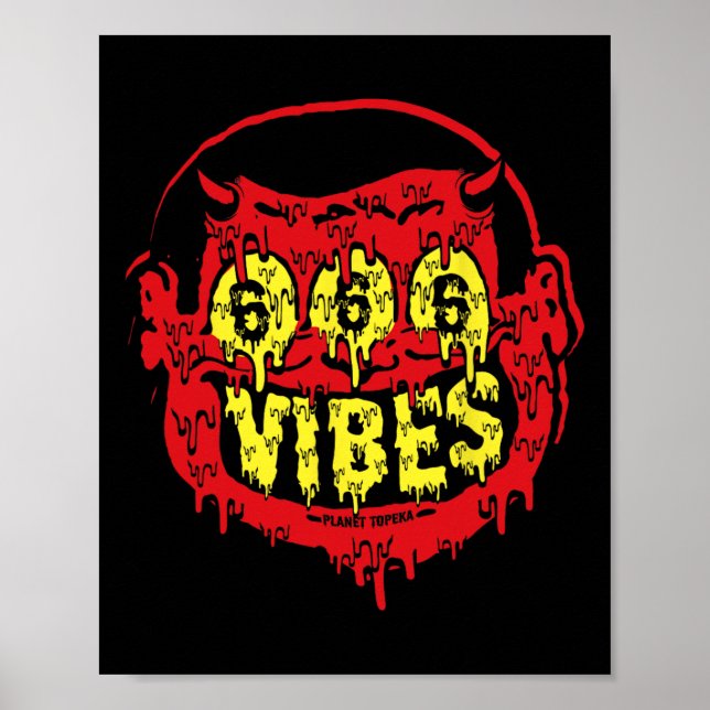 Devil 666 Vibes - Retro Style 666 Funny Evil Hallo Poster (Front)